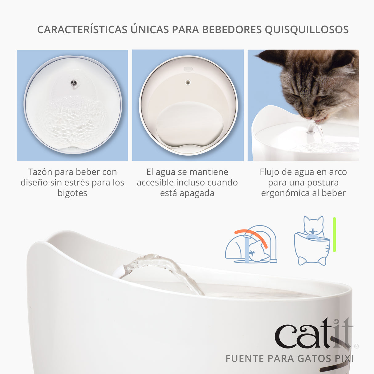 Fuente para gatos de acero inoxidable Catit PIXI
