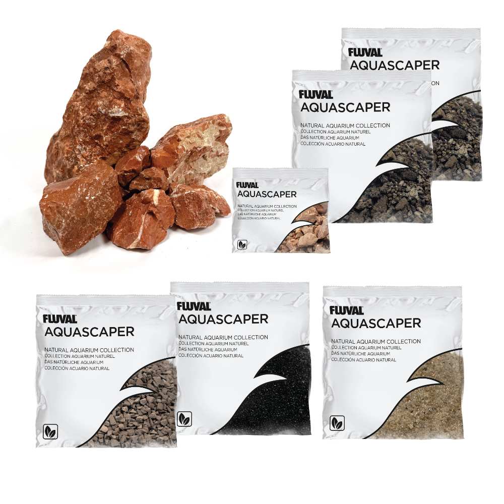 Kit de piedras y grava para acuascaping Fluval - Rojo