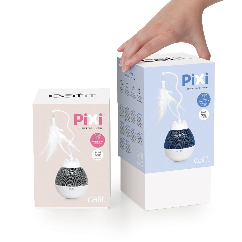 Dispensador se snacks y juguete con pluma para gatos Catit PIXI Spinner