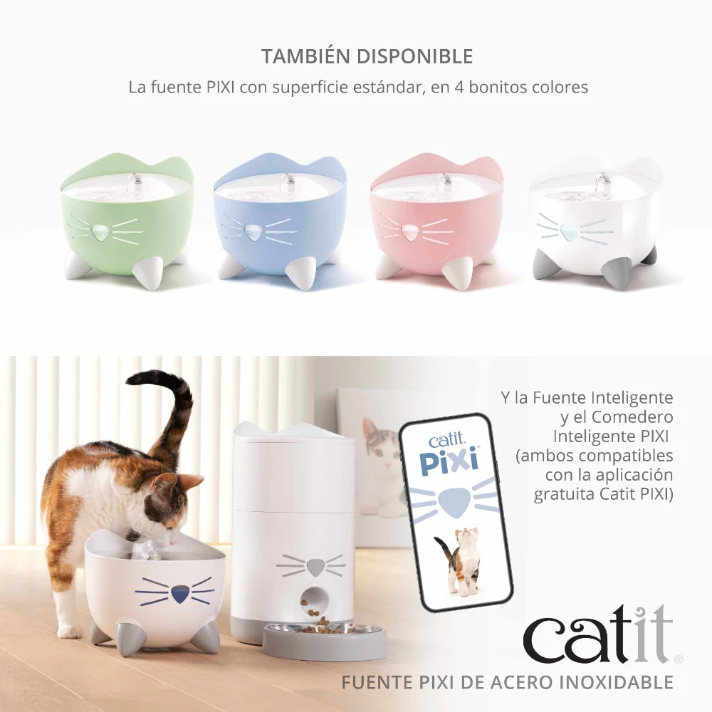 Fuente para gatos de acero inoxidable Catit PIXI