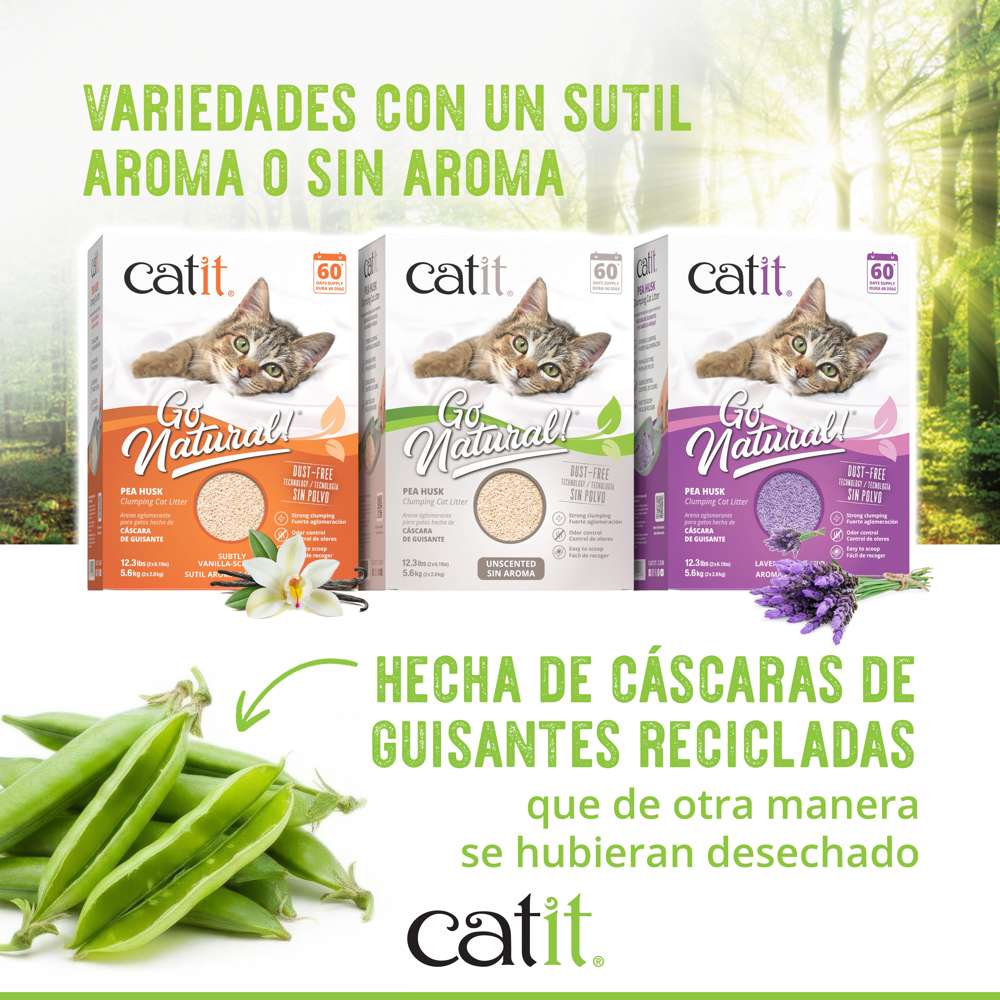 Arena para Gatos Aglomerante de Cáscara de Guisante Catit Go Natural