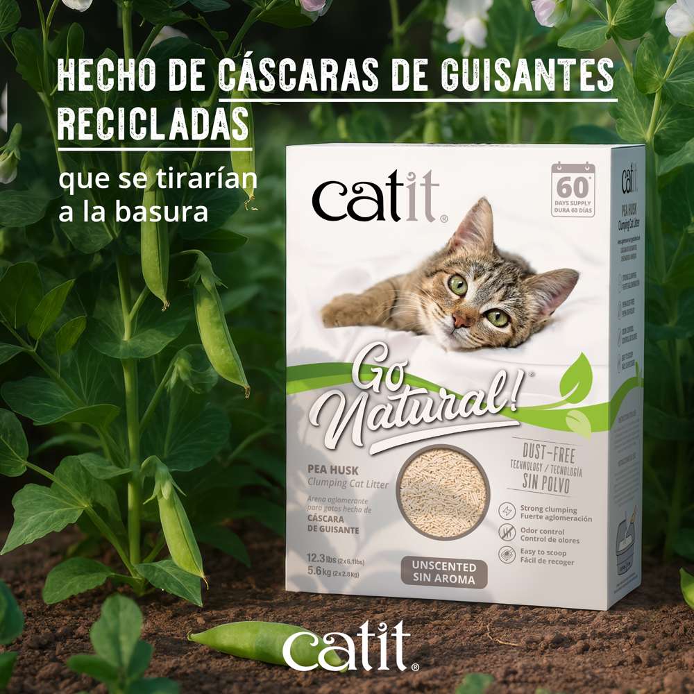 Arena para Gatos Aglomerante de Cáscara de Guisante Catit Go Natural