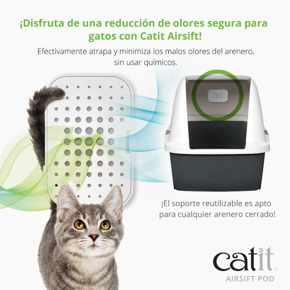 Soporte y almohadilla reductora de olores de gatos Catit Airsift Pod