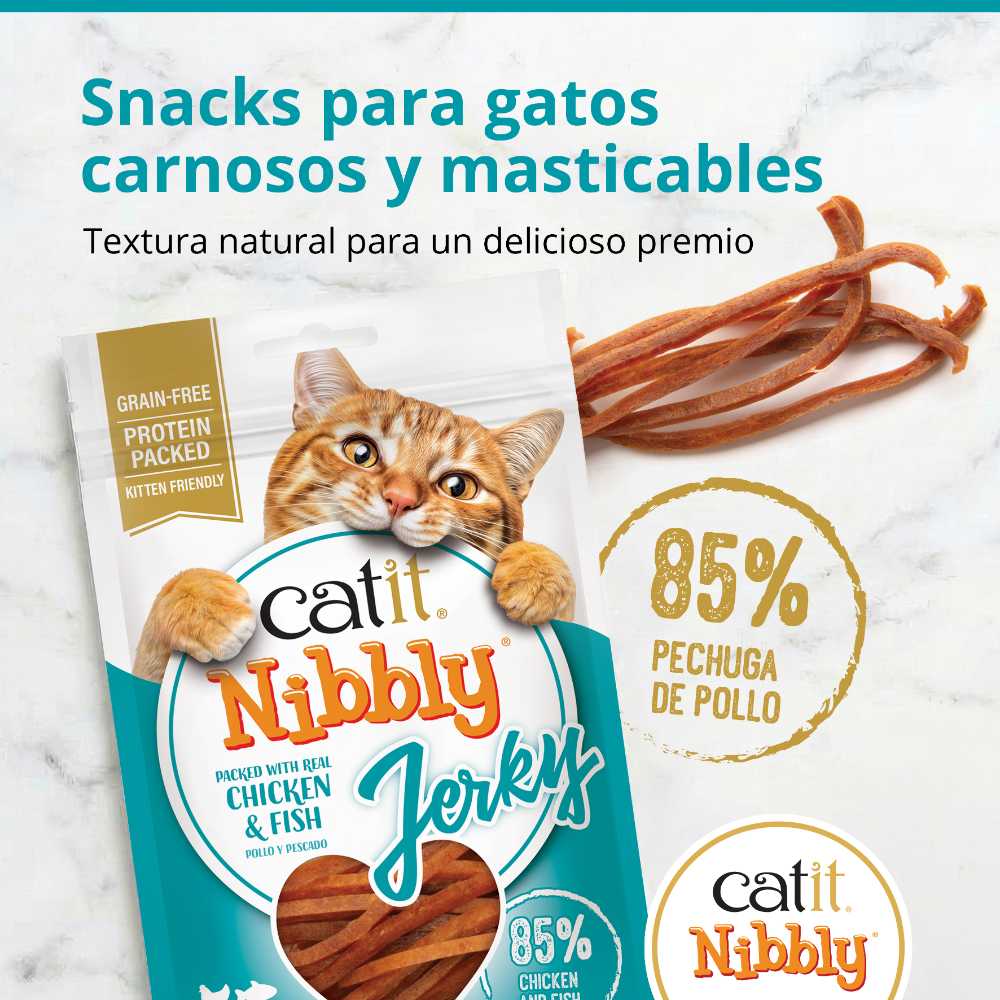 Snacks masticables para gatos Catit Nibbly Jerky
