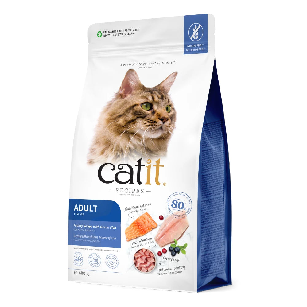 Pienso para gatos con estómago sensible Catit Recipes - Receta de Aves con Pescado de Mar para ADULTO
