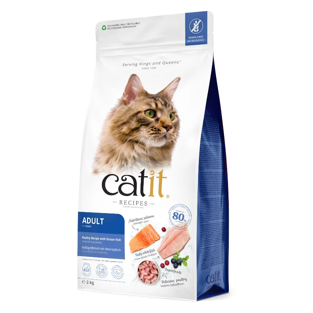 Pienso para gatos con estómago sensible Catit Recipes - Receta de Aves con Pescado de Mar para ADULTO