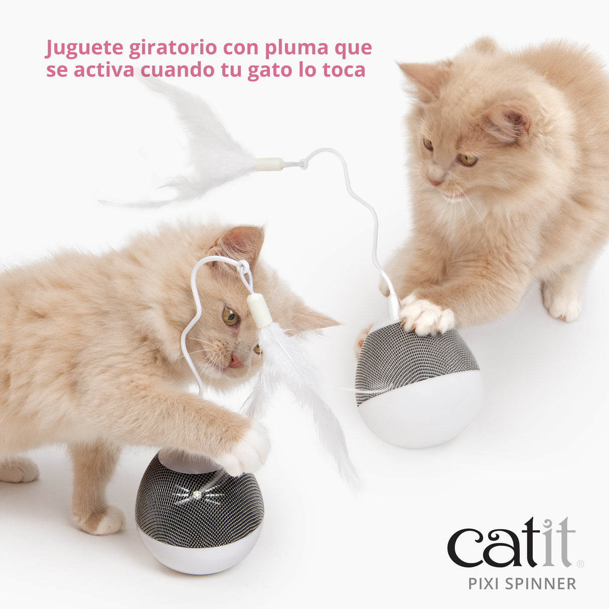 Dispensador se snacks y juguete con pluma para gatos Catit PIXI Spinner