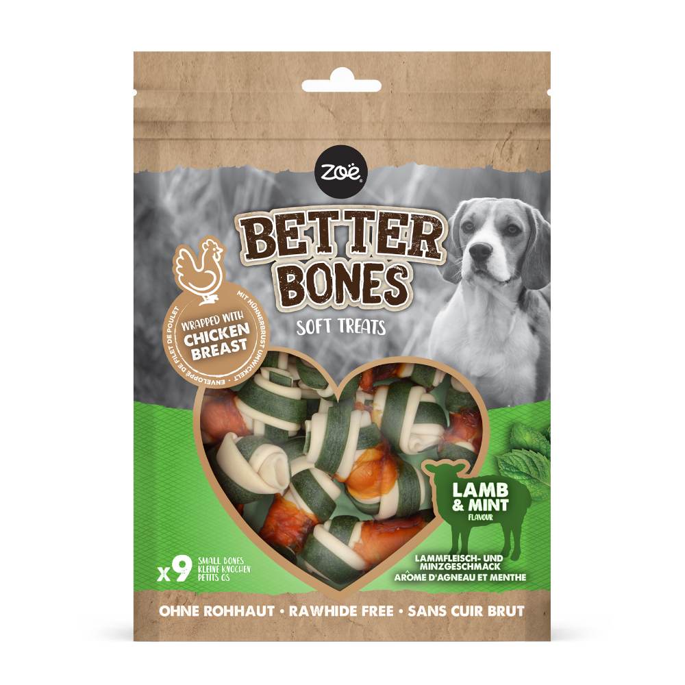 Snacks suaves envueltos en pollo para perros Zoë Better Bones