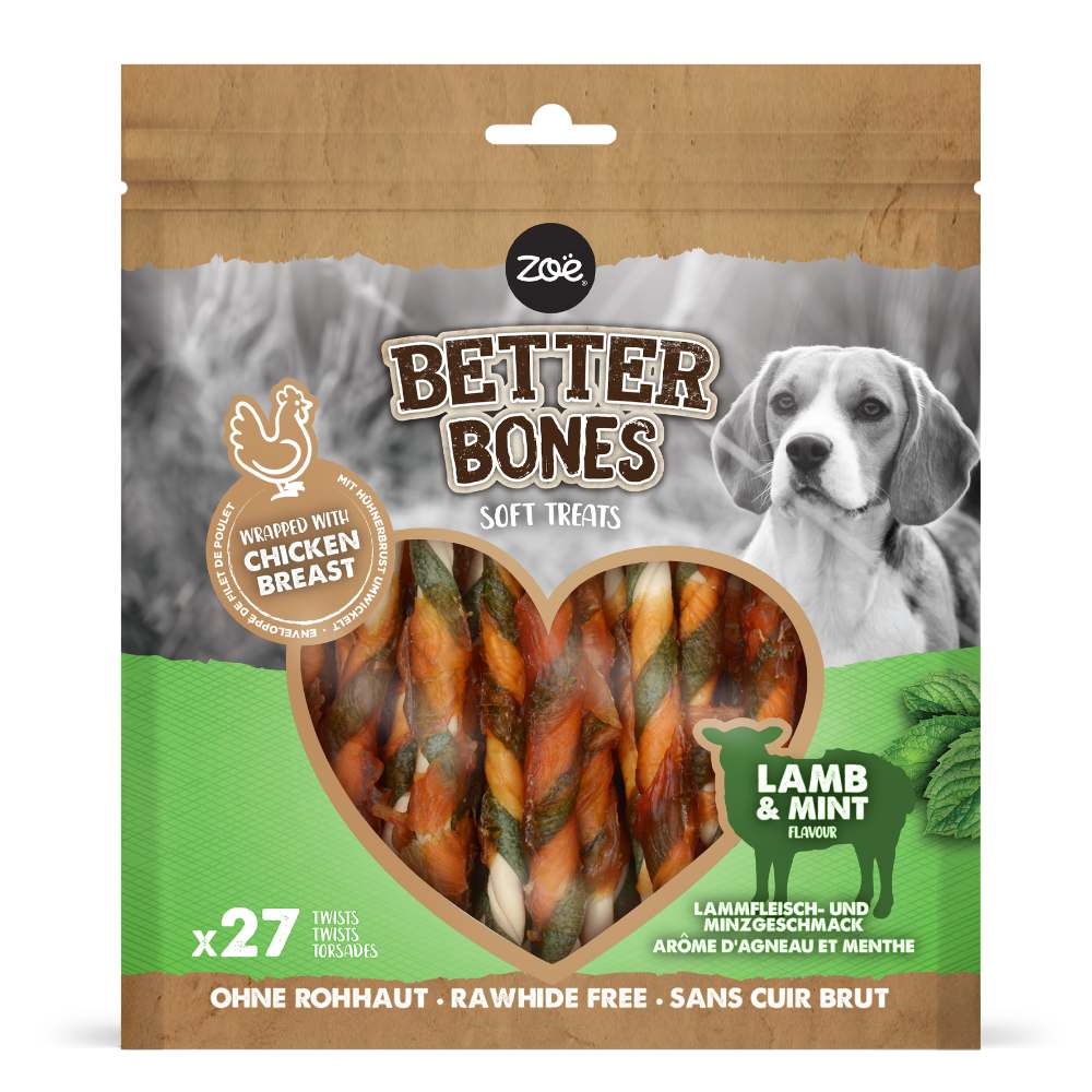 Twists envueltos en pollo para perros Zoë Better Bones Pack de 27