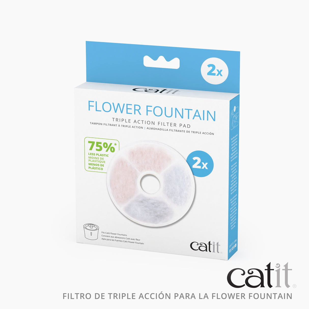 Filtro de triple acción sin marco de plástico para fuentes Catit Flower Fountain