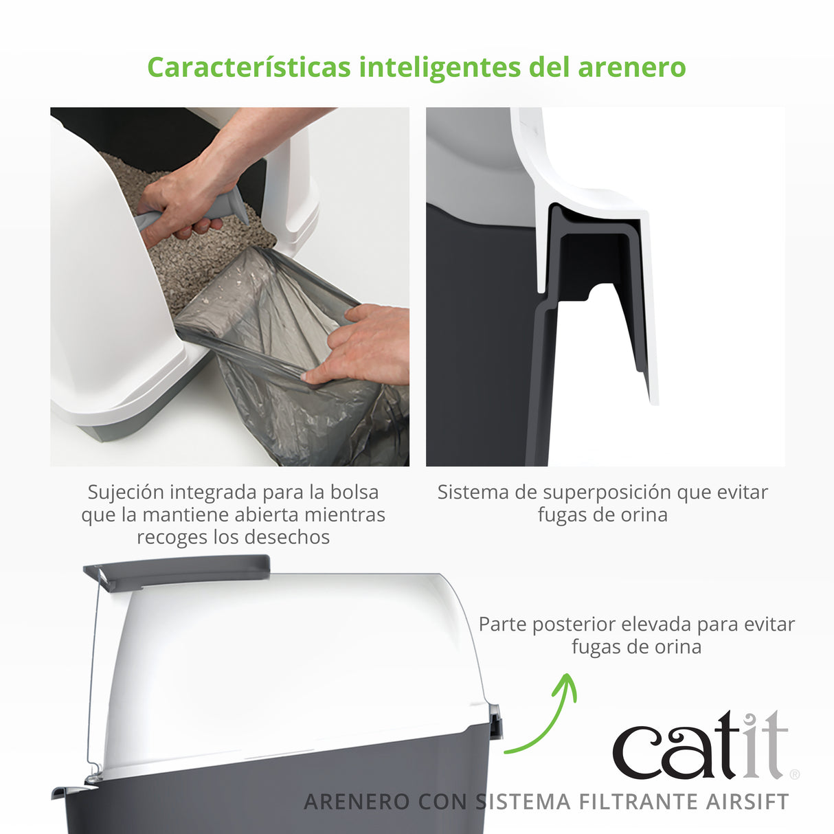 Arenero cerrado para gatos con control de olores Catit Airsift