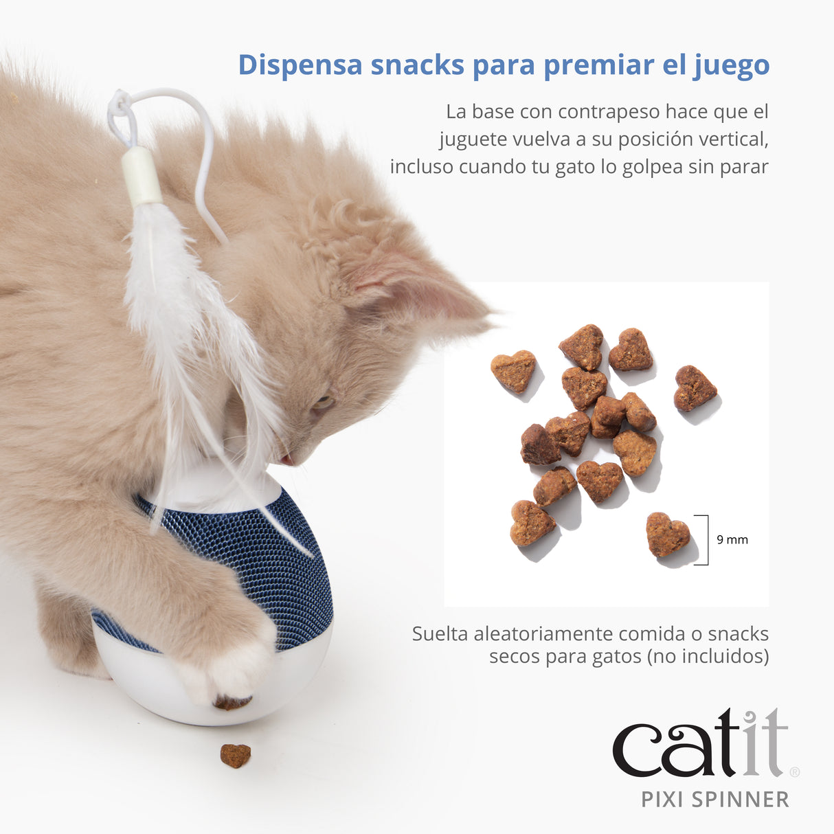 Dispensador se snacks y juguete con pluma para gatos Catit PIXI Spinner