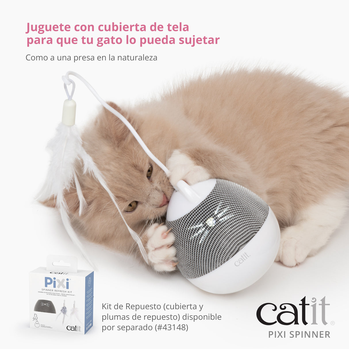 Dispensador se snacks y juguete con pluma para gatos Catit PIXI Spinner