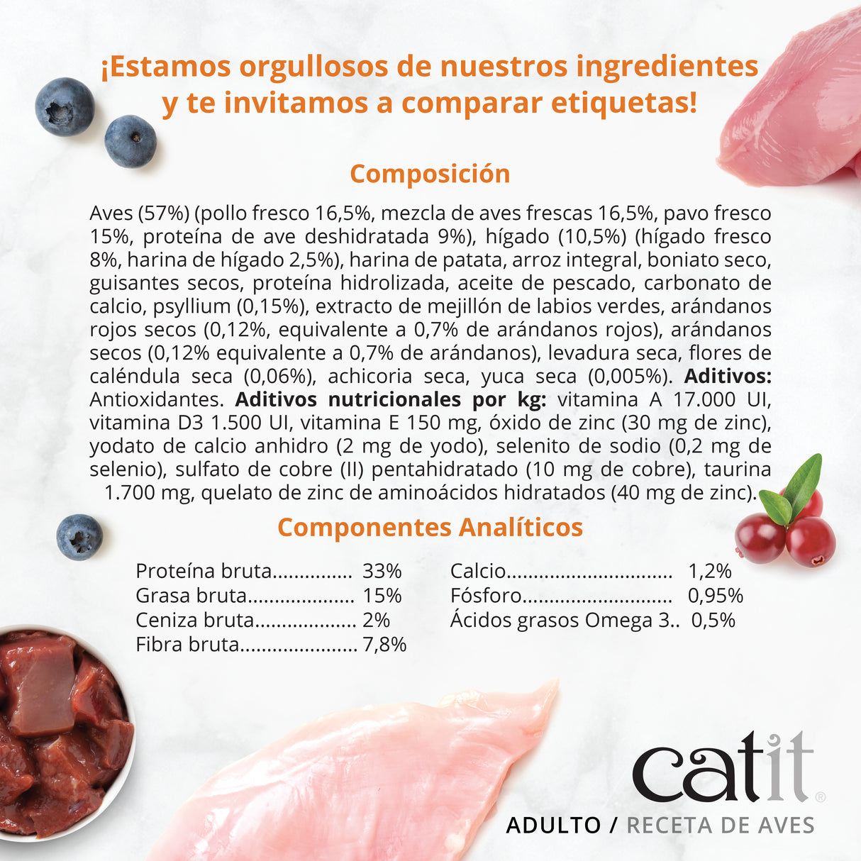 Pienso para gatos quisquillosos Catit Recipes - Receta de Aves para ADULTO