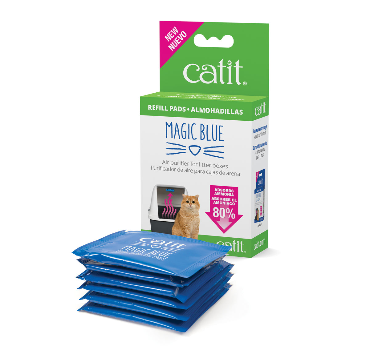 Almohadillas de recambio reductoras de olor de gatos Catit Magic Blue