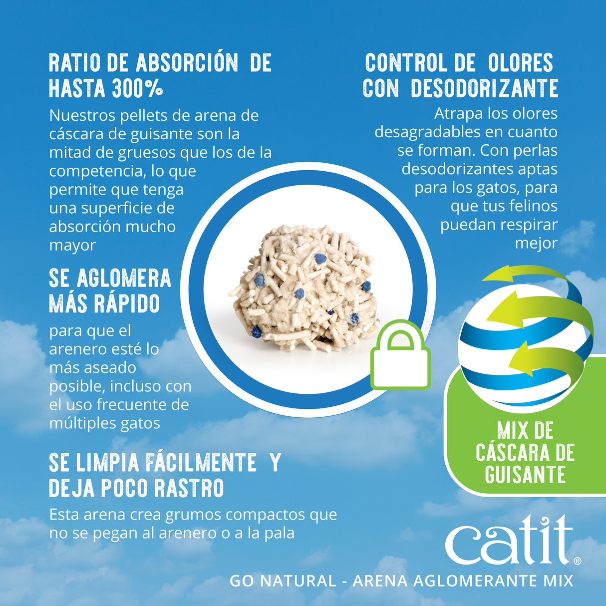 Arena Aglomerante Mix para Muchos Gatos Catit Go Natural