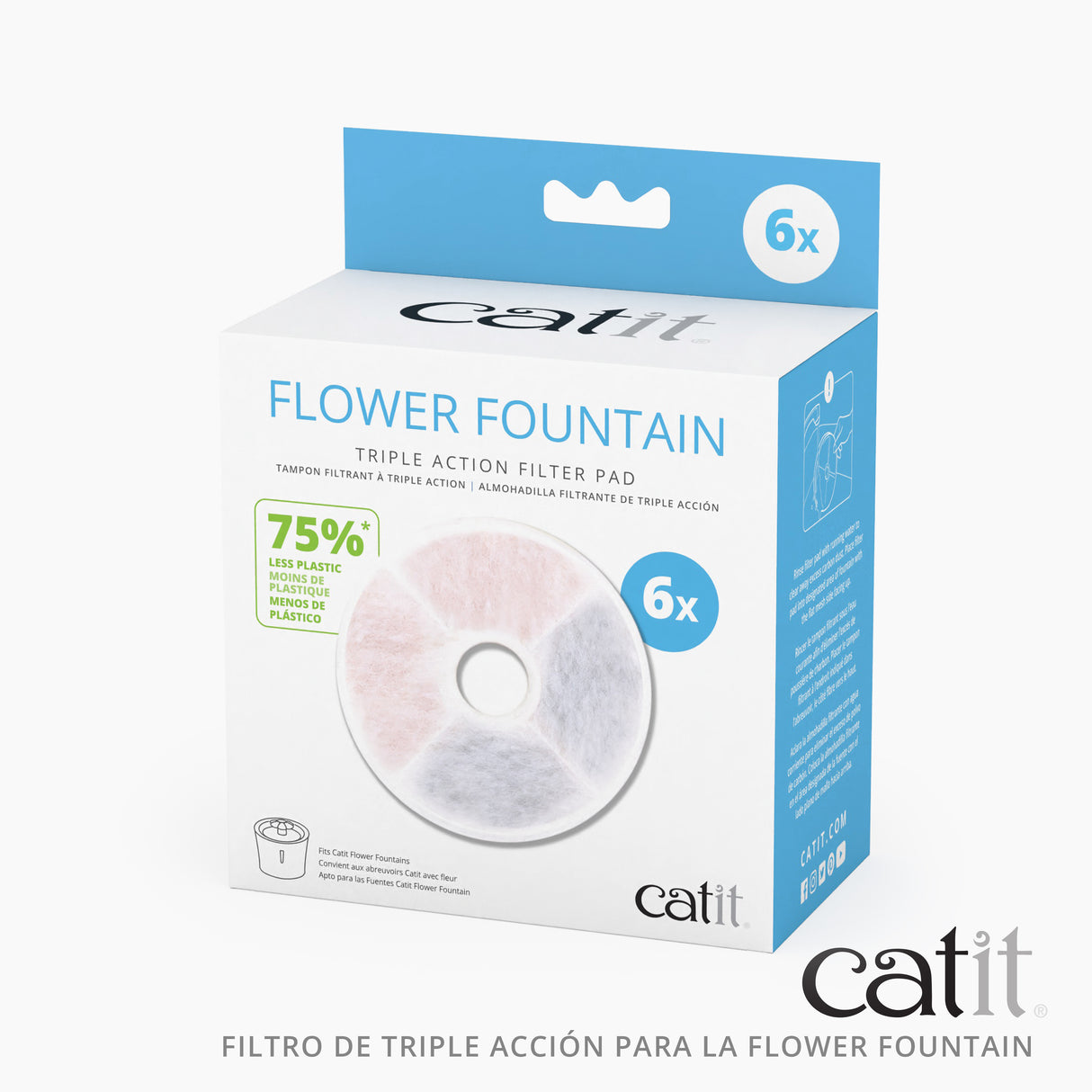 Filtro de triple acción sin marco de plástico para fuentes Catit Flower Fountain