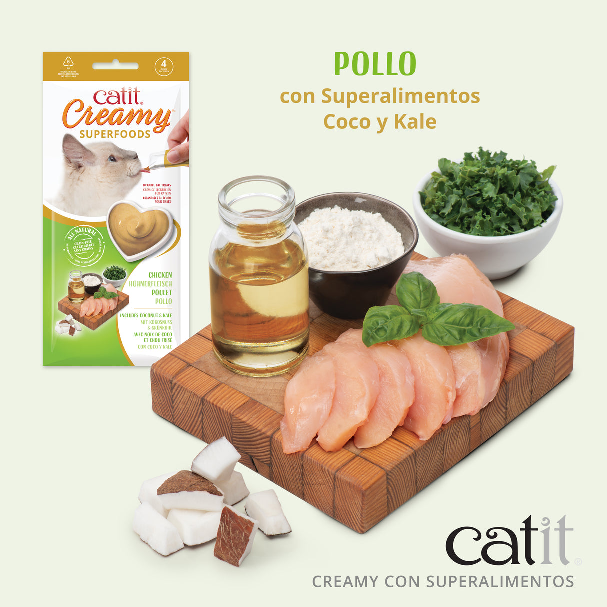 Snack cremoso para gatos Catit Creamy con Superalimentos