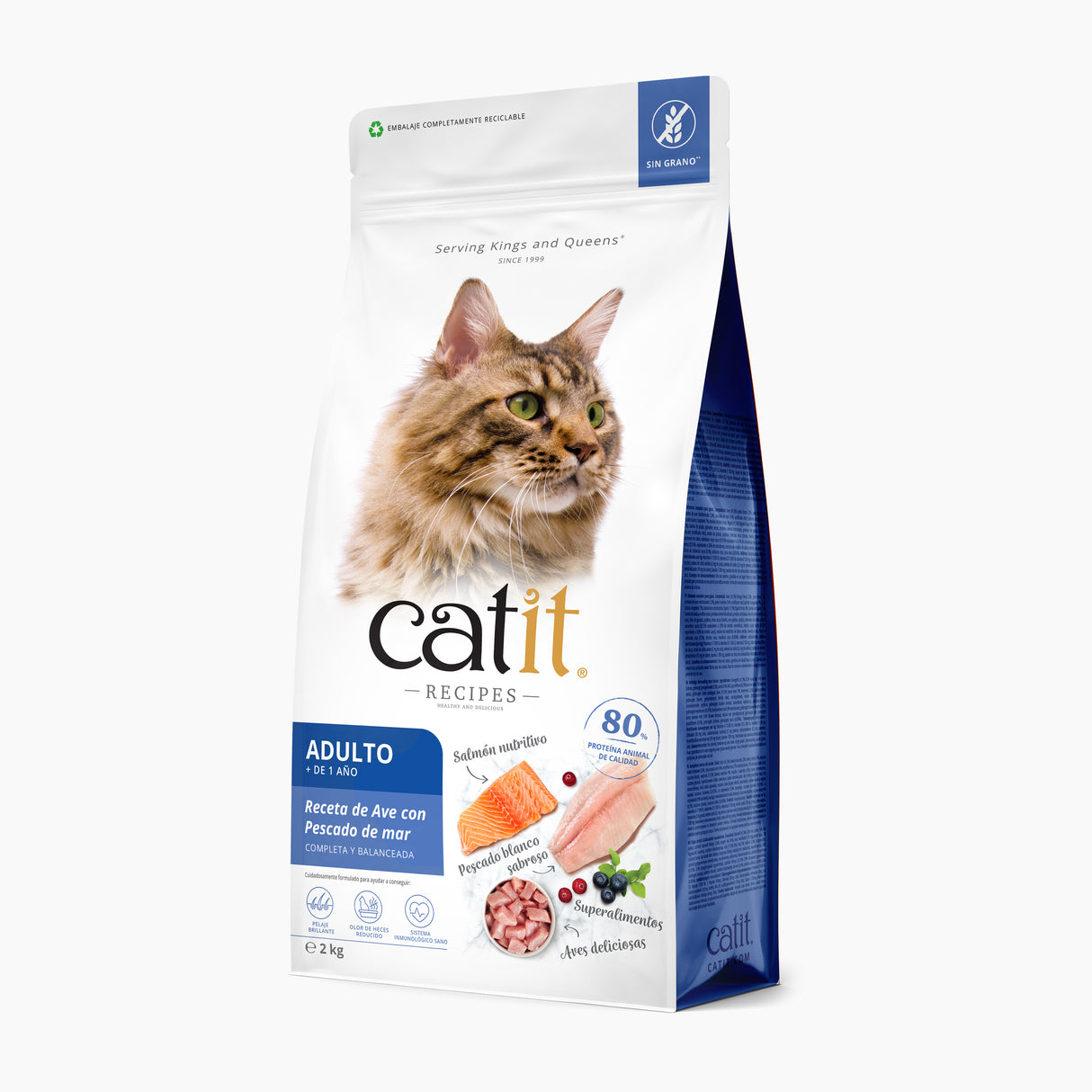 Pienso para gatos con estómago sensible Catit Recipes - Receta de Aves con Pescado de Mar para ADULTO