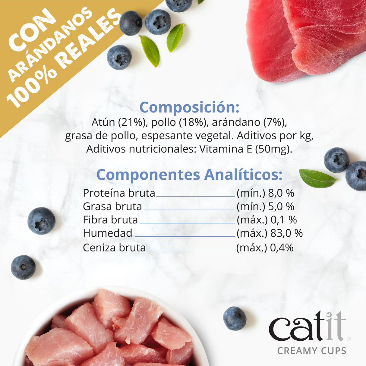 Snack para gatos en mousse con fruta Catit Creamy Cups