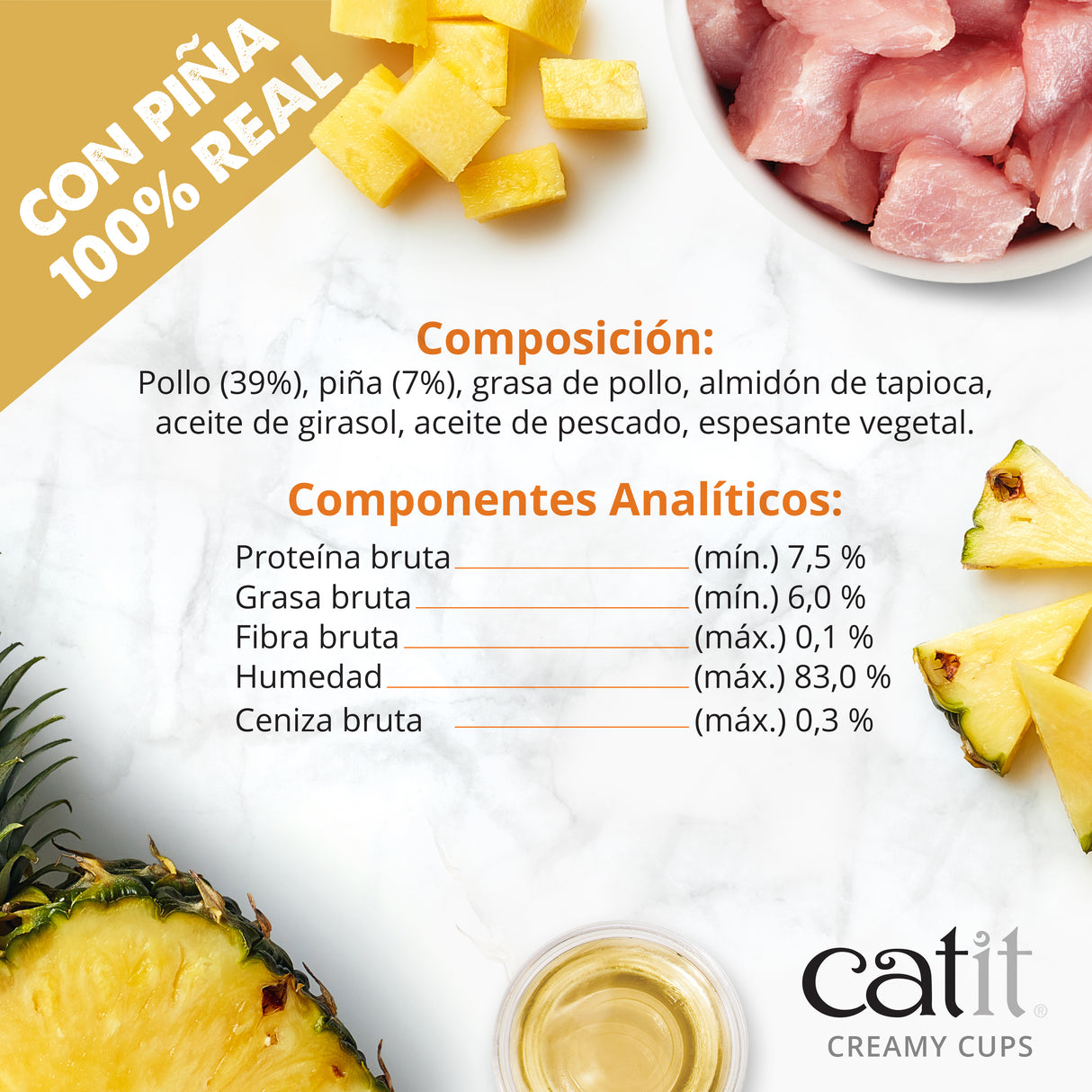 Snack para gatos en mousse con fruta Catit Creamy Cups