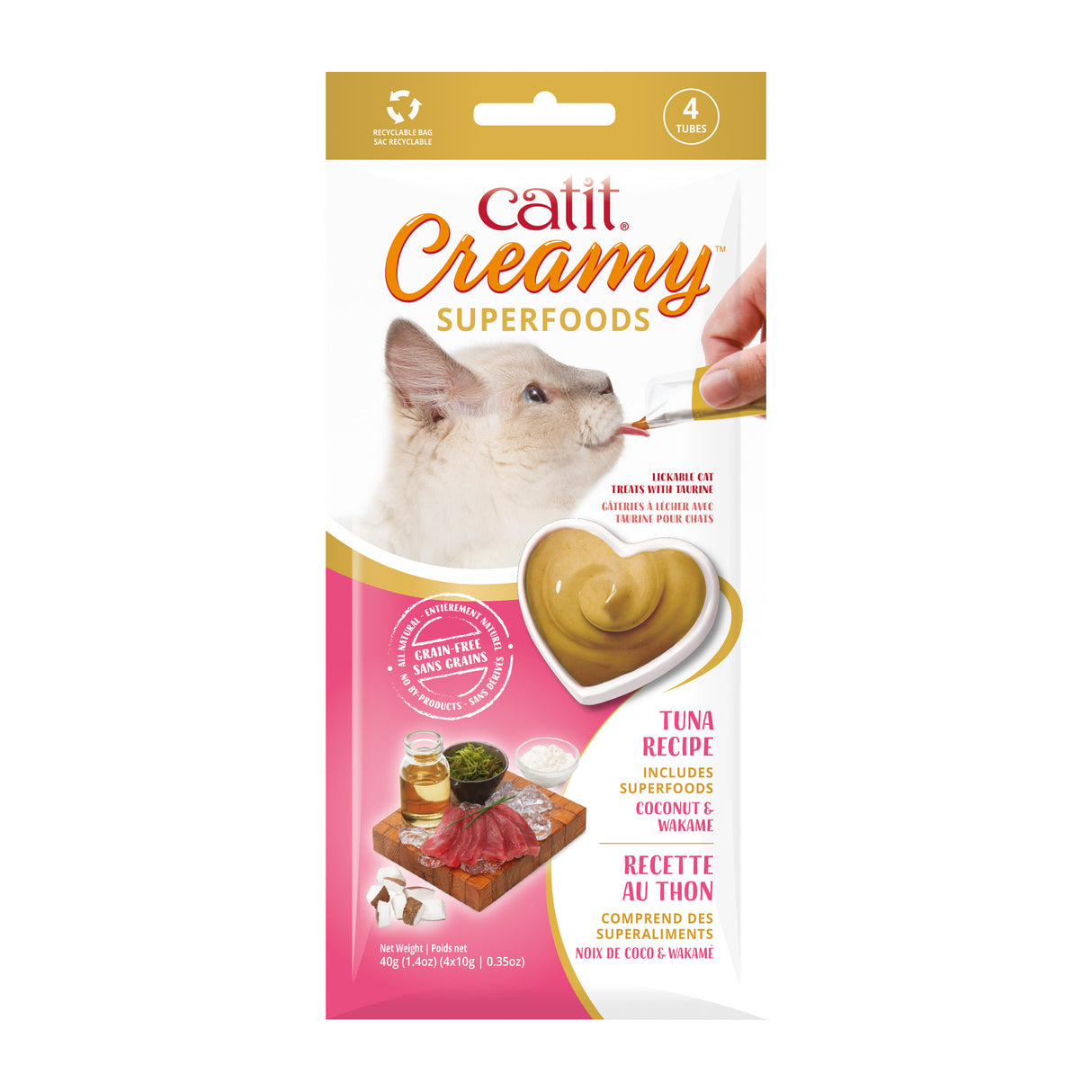 Snack cremoso para gatos Catit Creamy con Superalimentos