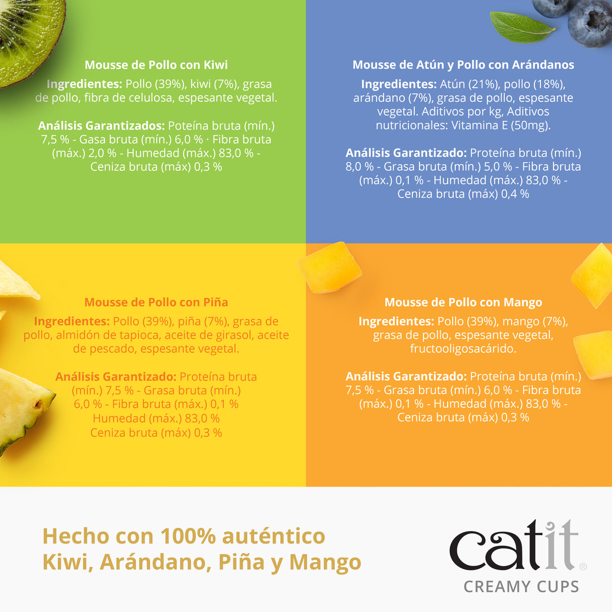 Snack para gatos en mousse con fruta Catit Creamy Cups