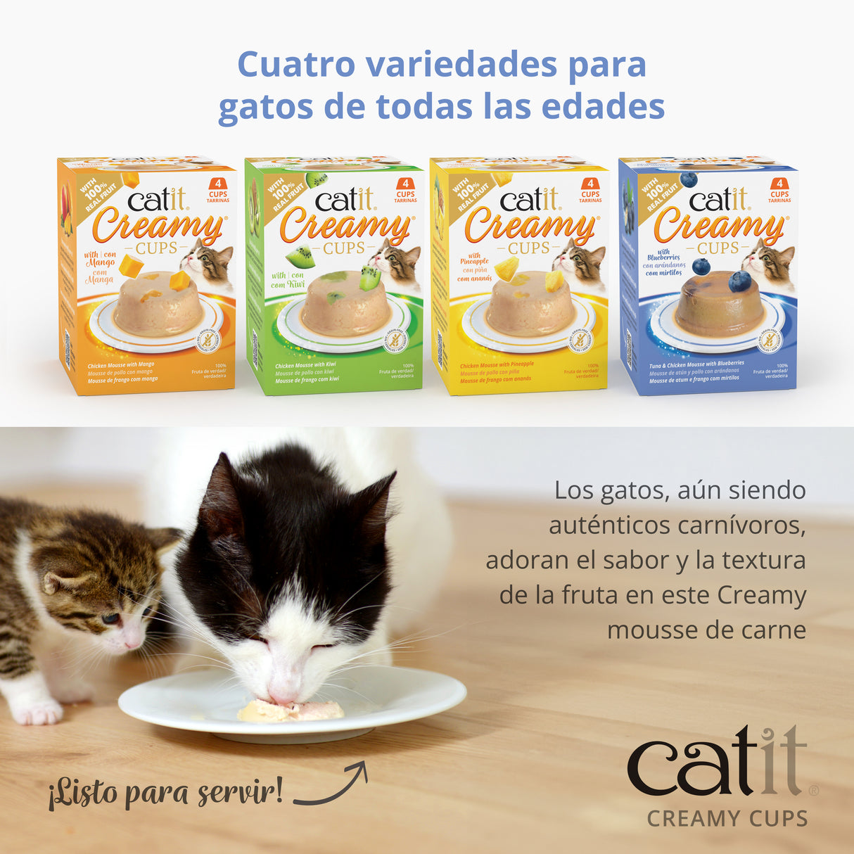 Snack para gatos en mousse con fruta Catit Creamy Cups
