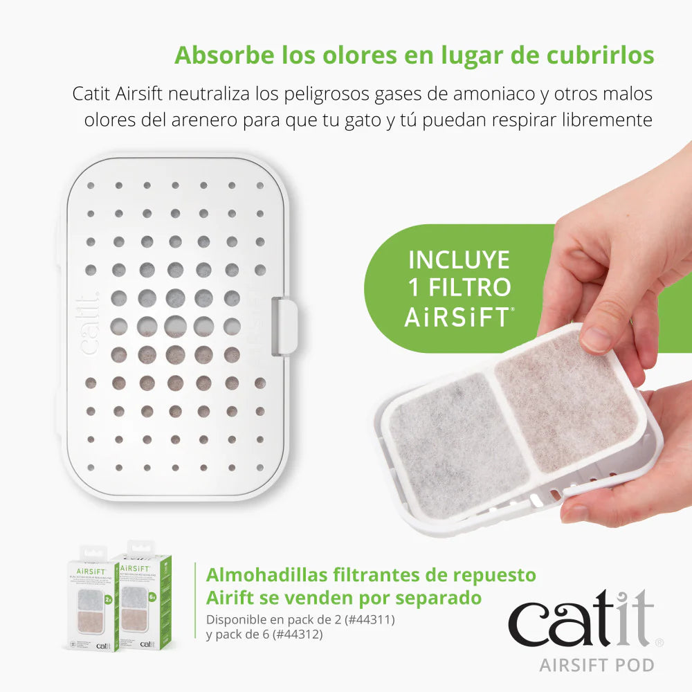Soporte y almohadilla reductora de olores de gatos Catit Airsift Pod