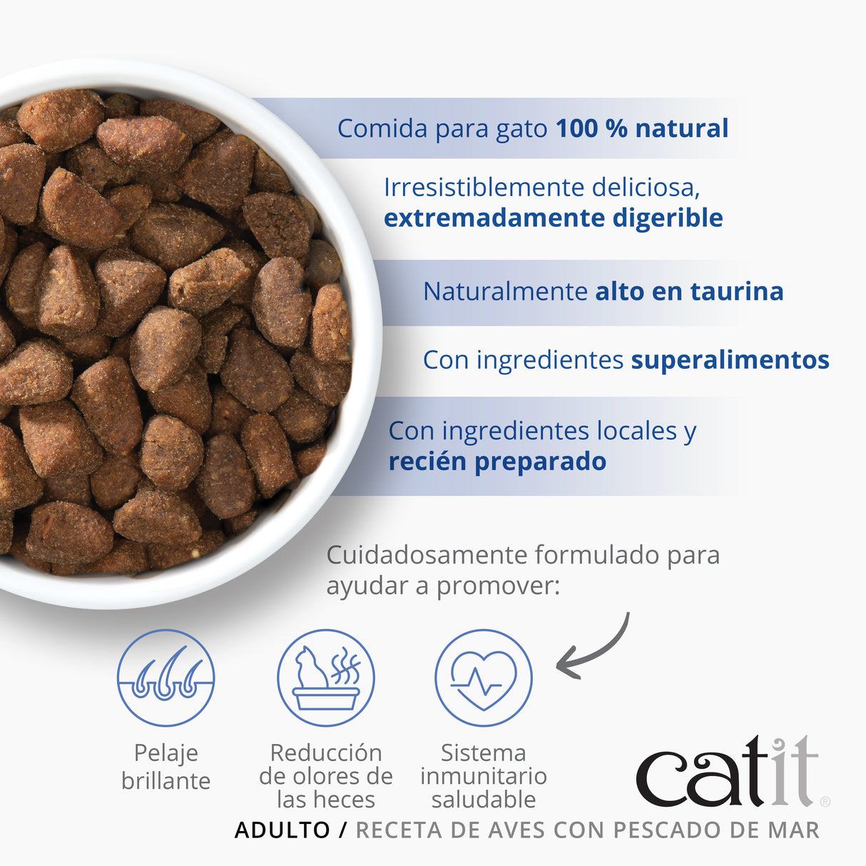 Pienso para gatos con estómago sensible Catit Recipes - Receta de Aves con Pescado de Mar para ADULTO