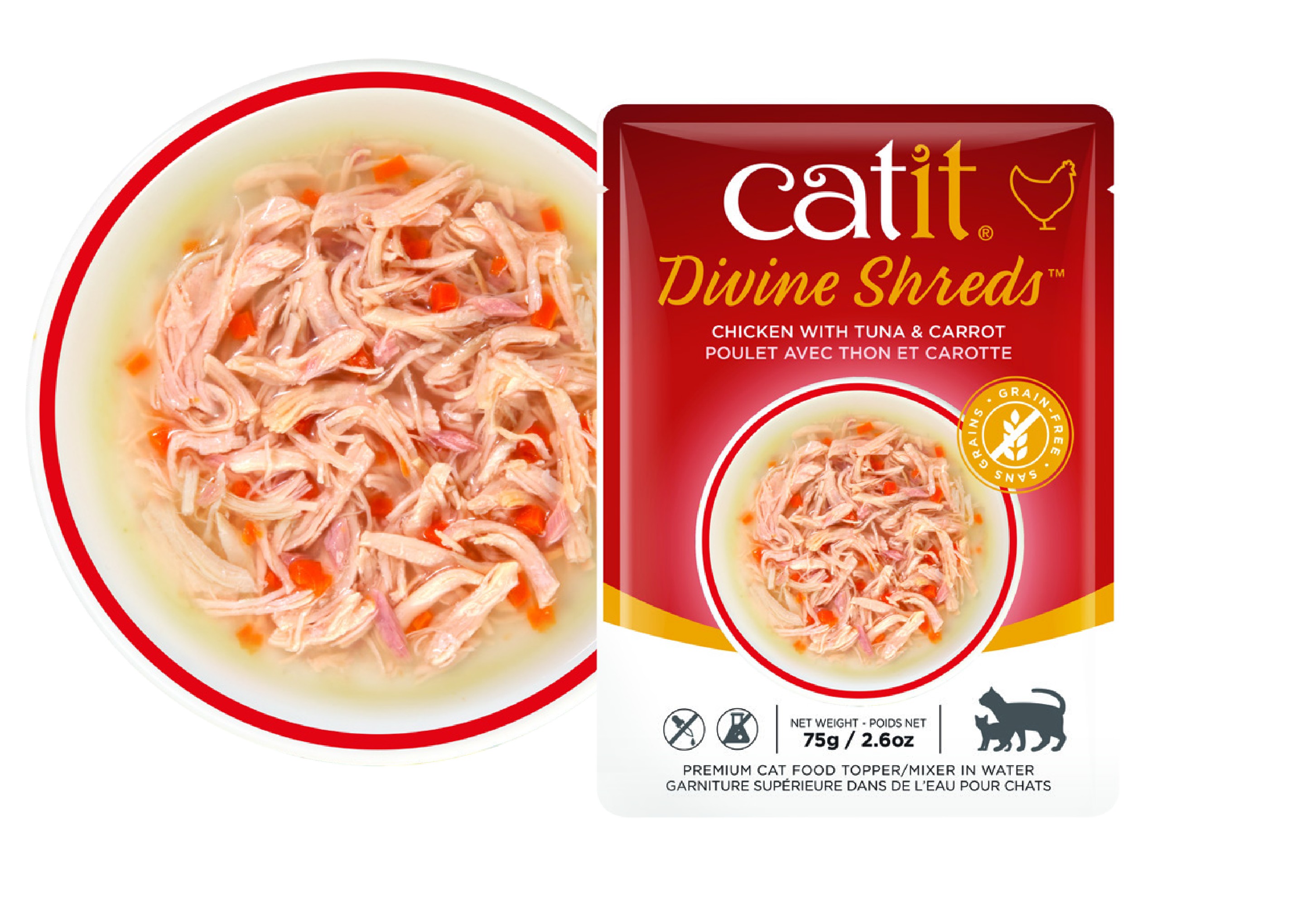 Catit DivineShreds Sopa Pollo/AtúnZanahoria,75g