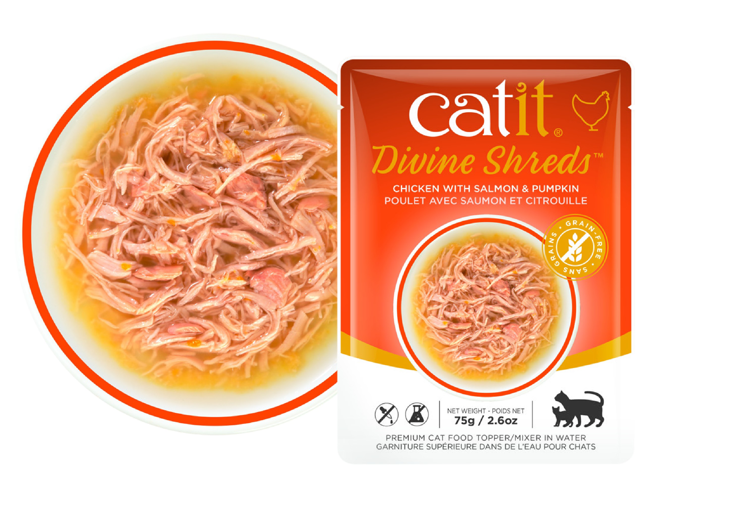 Catit DivineShreds Sopa Pollo/SalmónCalabaza, 75g