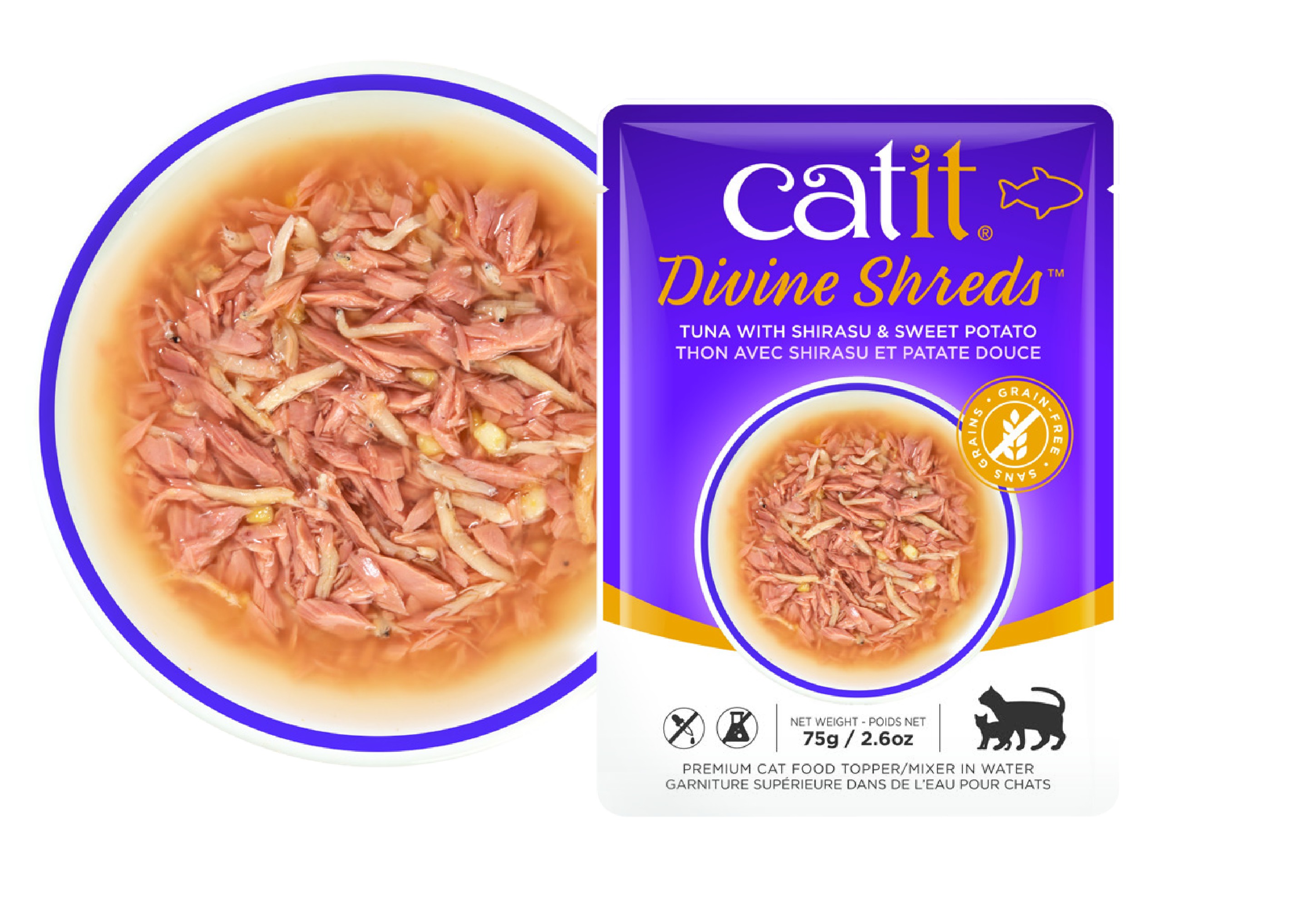 Catit DivineShreds Sopa Atún/ShirasuBoniato, 75g