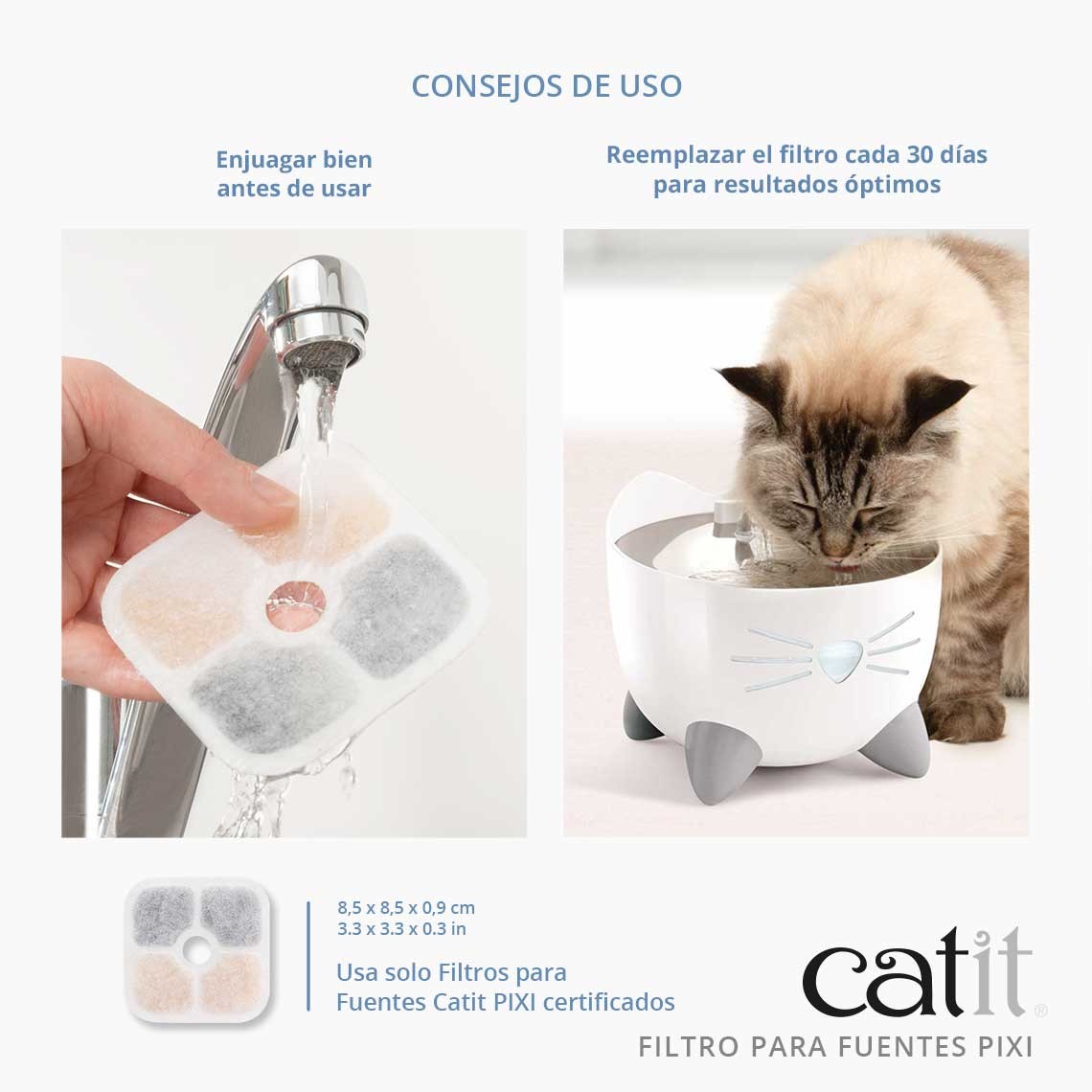 Catit PIXI Filtros para Fuentes, Pack de 3 uds