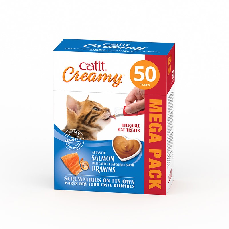 Catit Creamy Salmón y Gambas, 50x10g