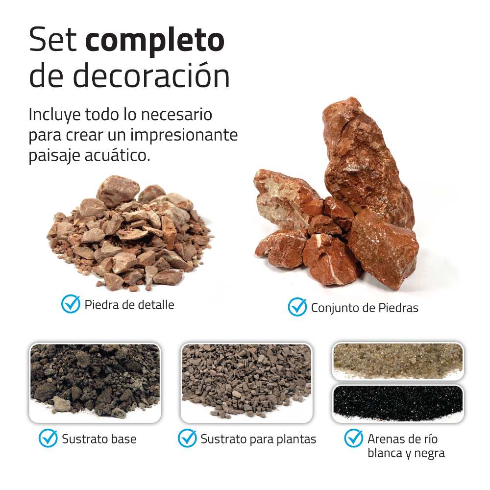 Kit de piedras y grava para acuascaping Fluval - Rojo