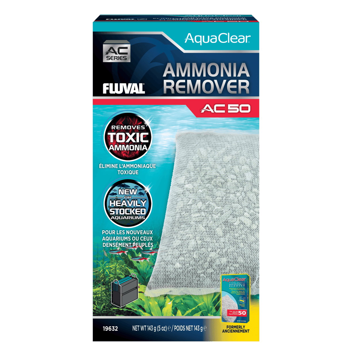 Eliminador de amoniaco para filtro AquaClear Fluval AC - Pack de 1