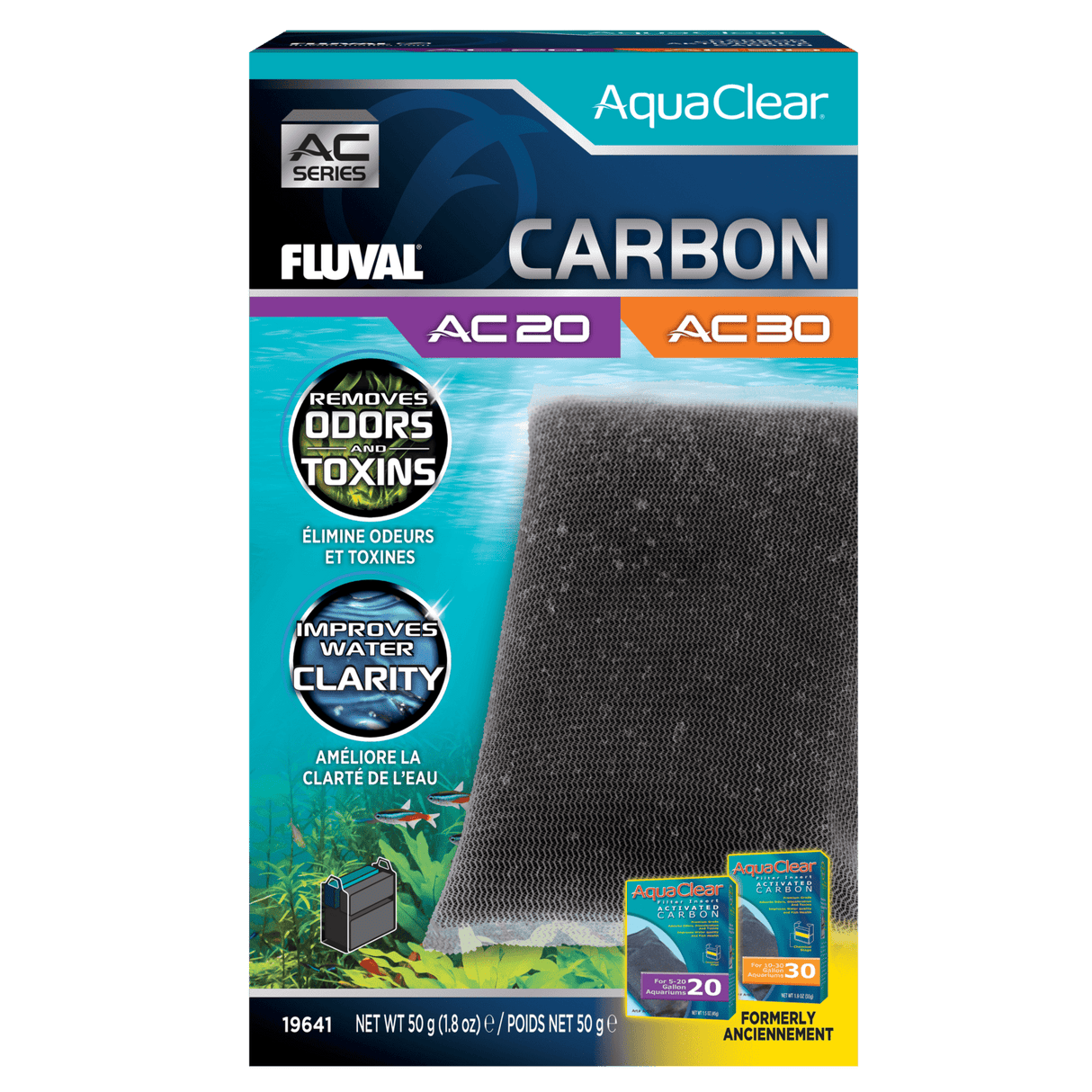 Carbón activo para filtro AquaClear Fluval AC - Pack de 1