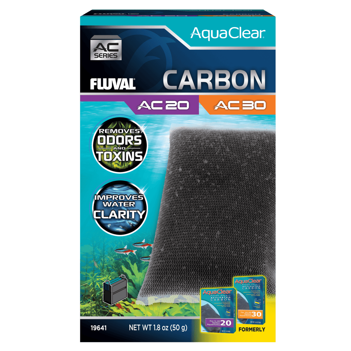 Carbón activo para filtro AquaClear Fluval AC - Pack de 1