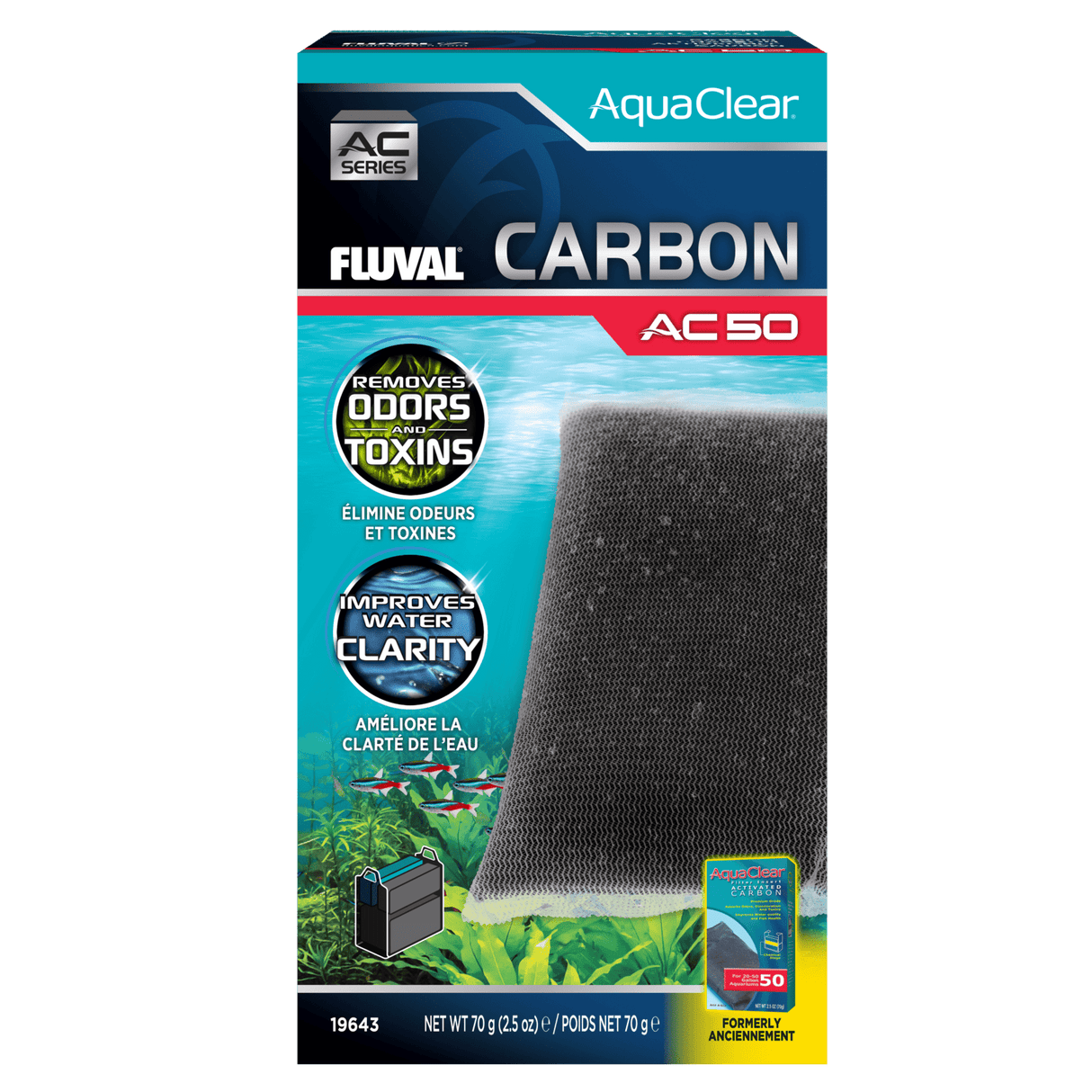 Carbón activo para filtro AquaClear Fluval AC - Pack de 1