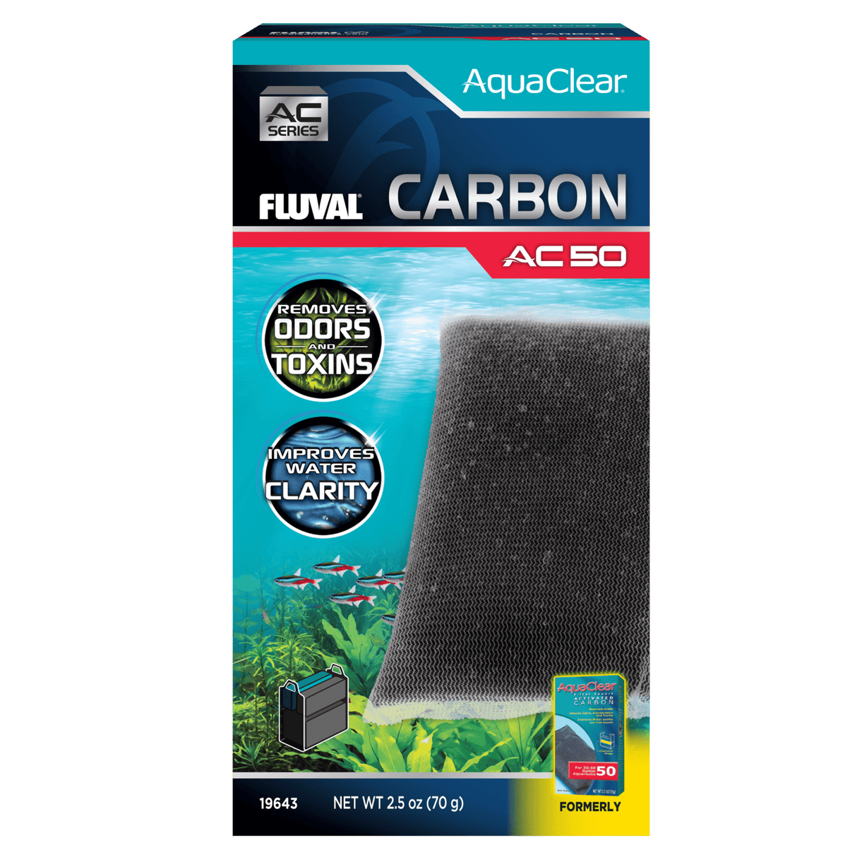 Carbón activo para filtro AquaClear Fluval AC - Pack de 1