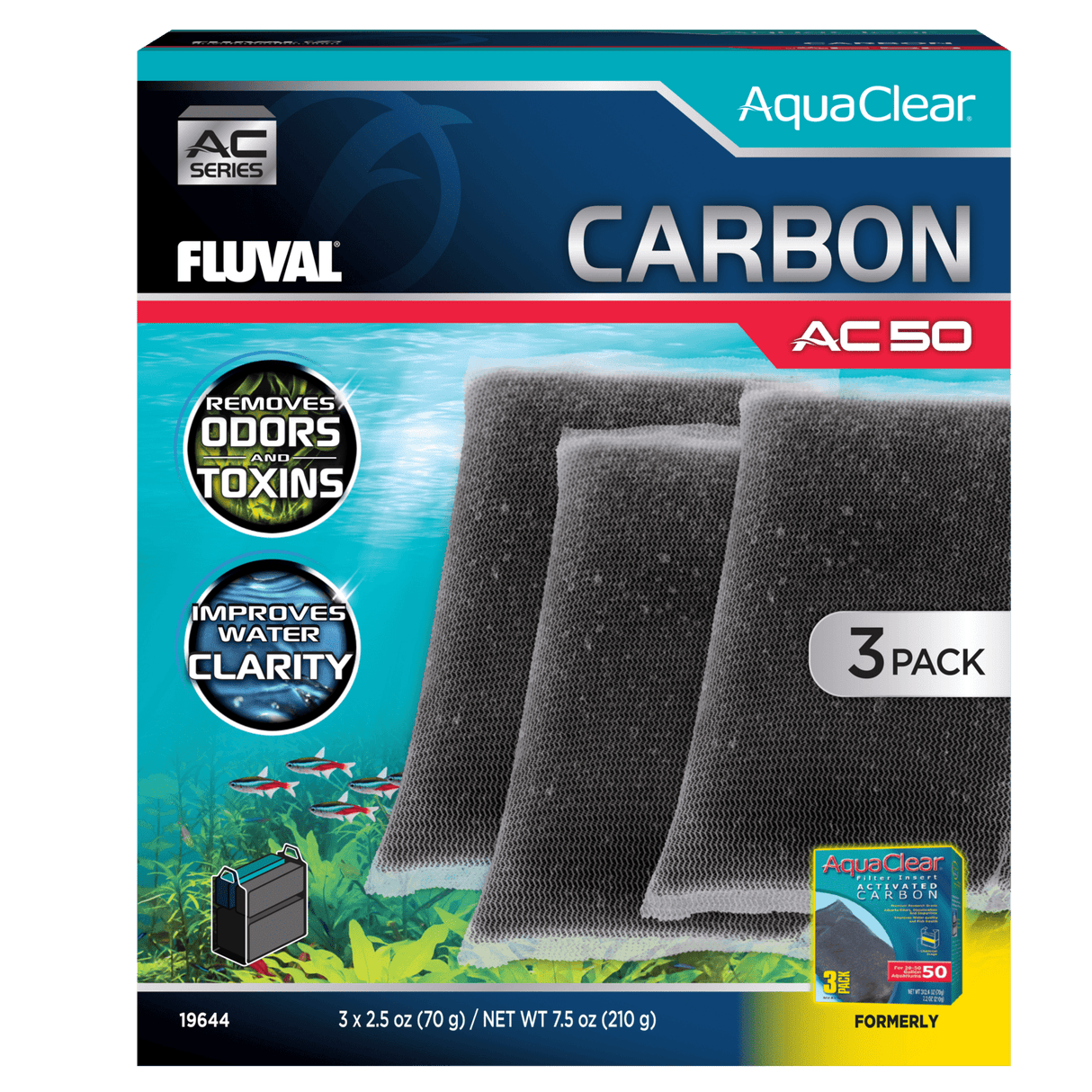 Pack ahorro carbón para filtro AquaClear Fluval AC - Pack de 3