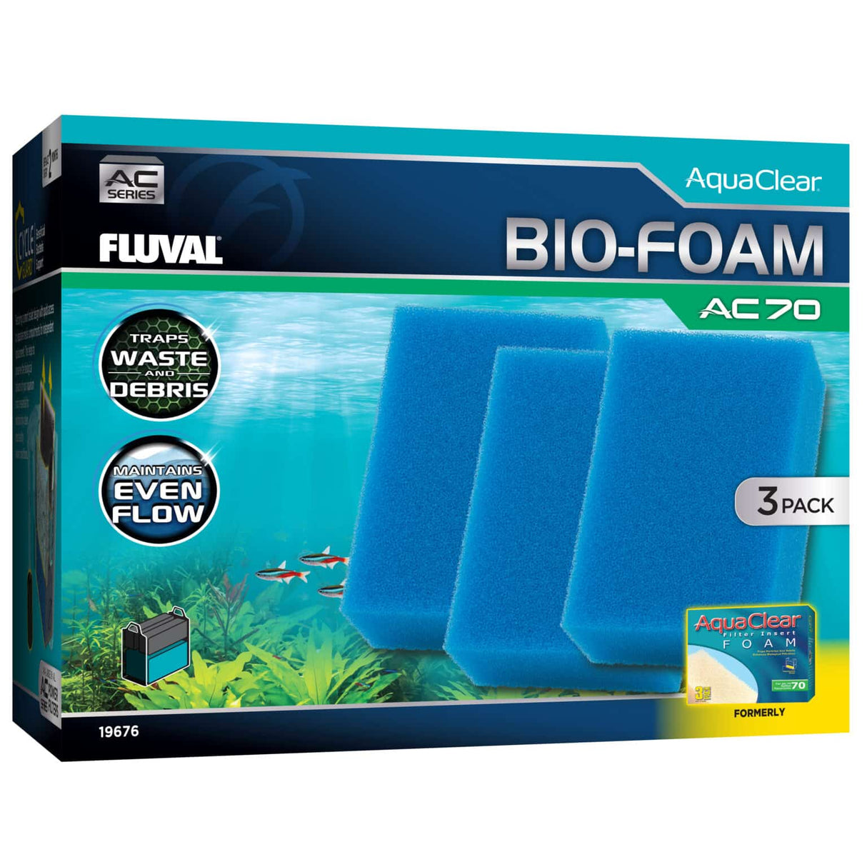 Pack ahorro Bio-esponja azul para filtro AquaClear Fluval AC - Pack de 3