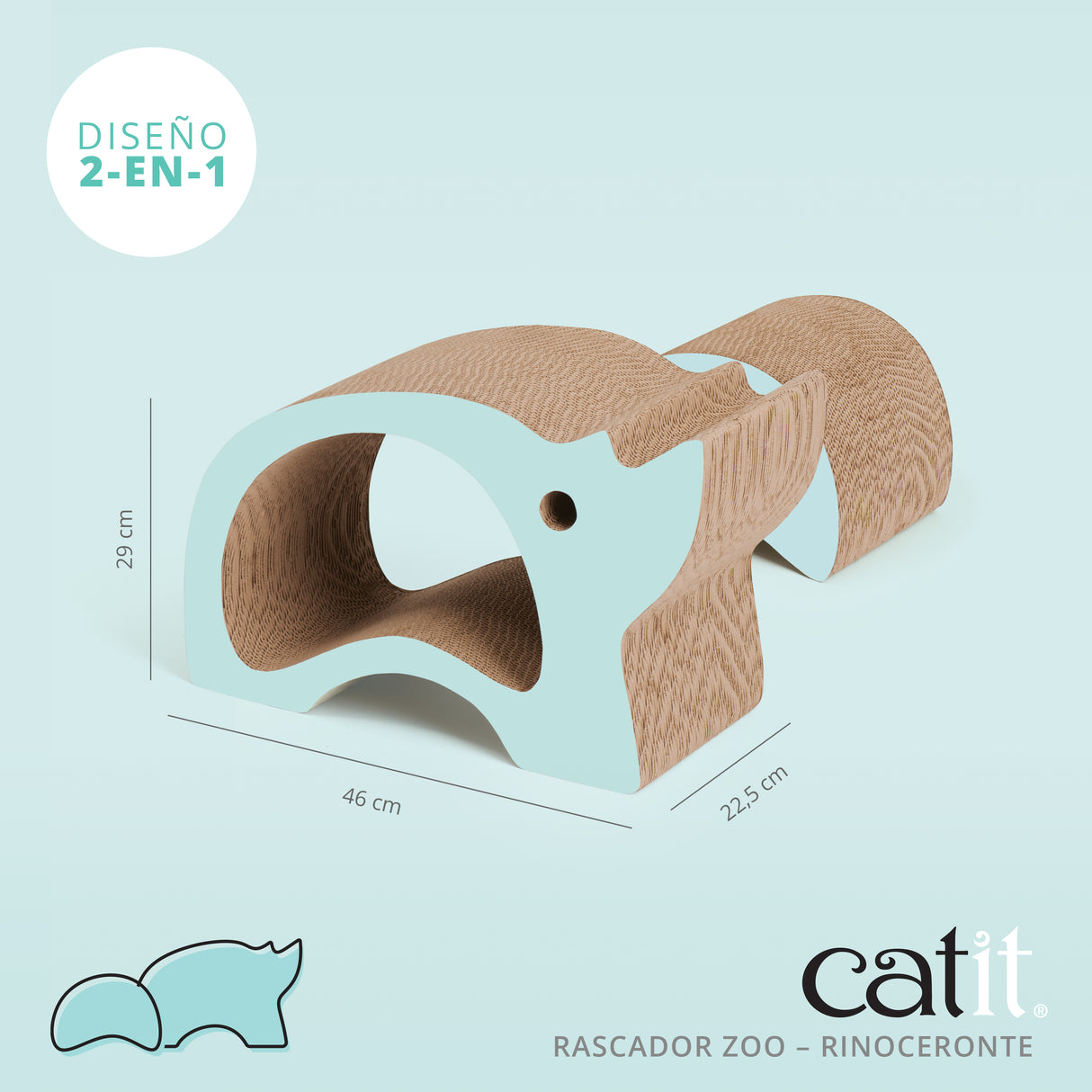 Rascador de cartón 2-en-1 con forma de animales Catit Zoo