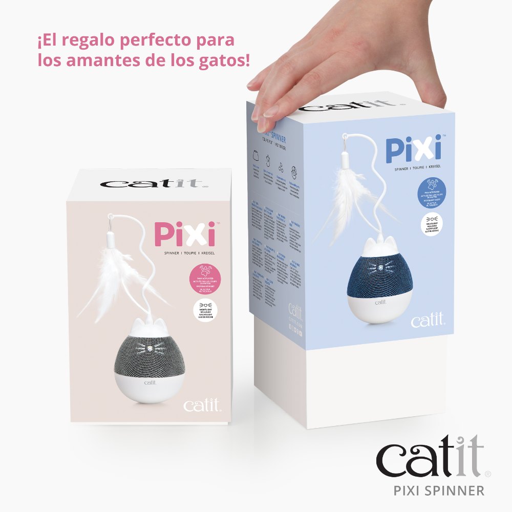 Dispensador se snacks y juguete con pluma para gatos Catit PIXI Spinner