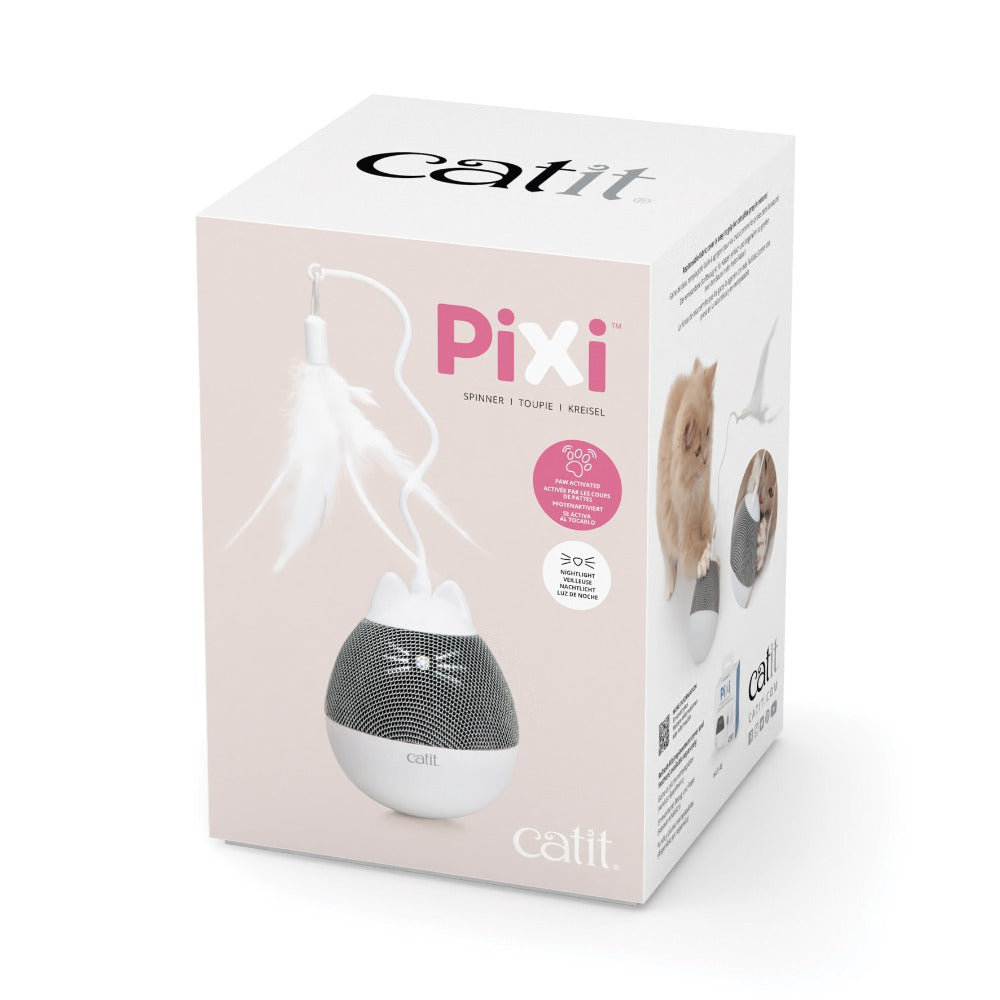 Dispensador se snacks y juguete con pluma para gatos Catit PIXI Spinner