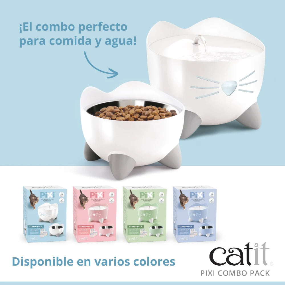 Combo de fuente y comedero para gatos Catit PIXI