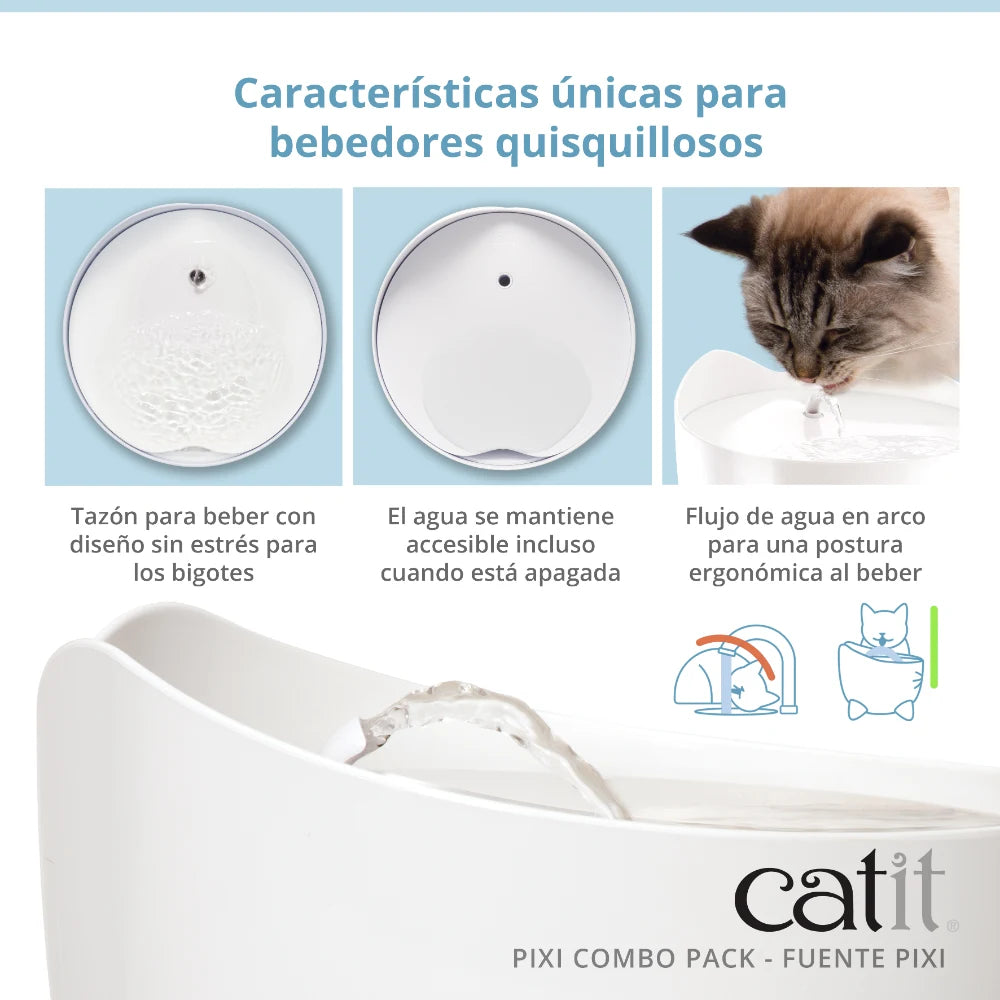 Combo de fuente y comedero para gatos Catit PIXI