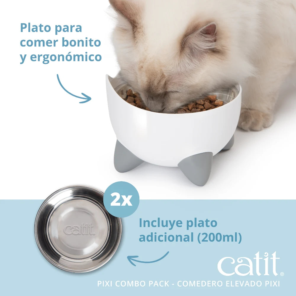 Combo de fuente y comedero para gatos Catit PIXI