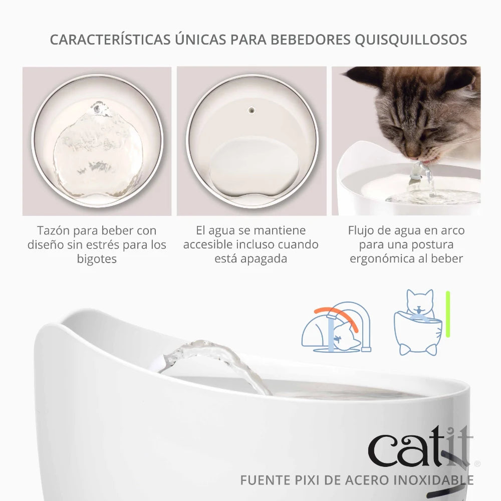 Fuente para gatos de acero inoxidable Catit PIXI